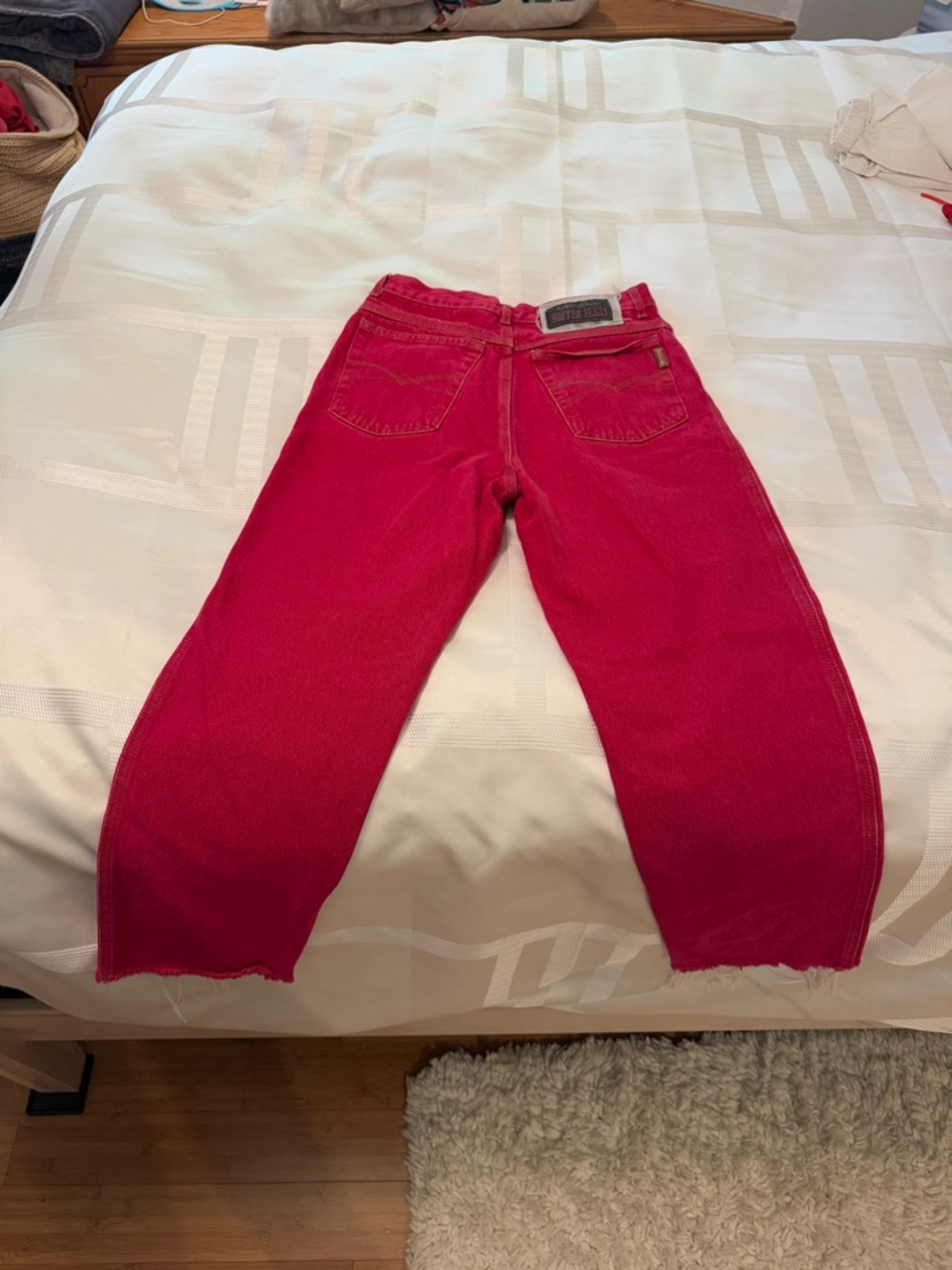 Women's Red High-Rise Straight Jeans - Picture 4 of 5